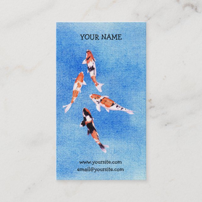Carte de visite bleu de Koi flottant (Devant)