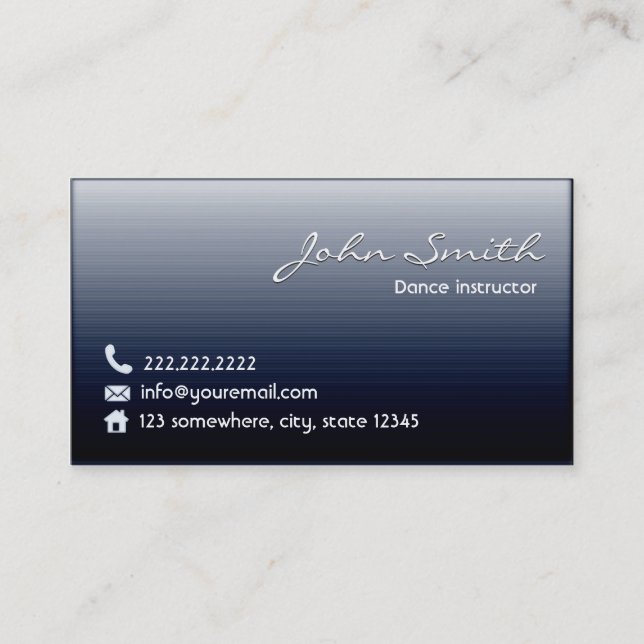 Carte de visite bleu de minuit chic de danse (Devant)
