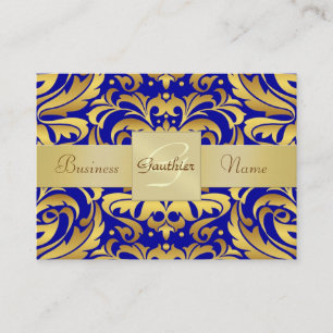 Carte de visite bleu de motif de damassé en méta