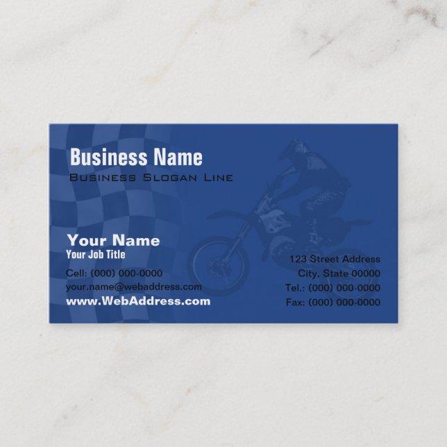 Carte de visite bleu de motocross de Yamaha (Devant)