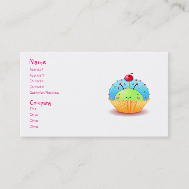 Carte de visite bleu de petit gâteau de coccinelle (Devant)