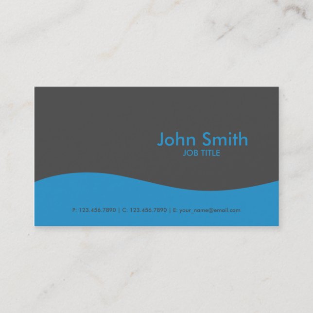 Carte De Visite Bleu de pointe simple simple moderne (Devant)