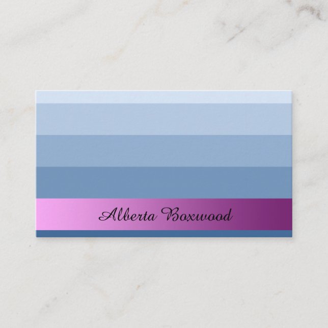 Carte De Visite Bleu dégradé avec bannière rose Texte personnalisé (Devant)
