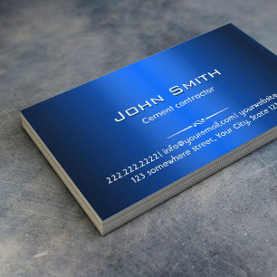 Carte de visite bleu d'entrepreneur de ciment en