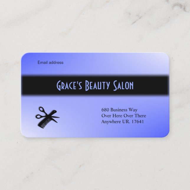 Carte De Visite Bleu Design Beauticien (Devant)