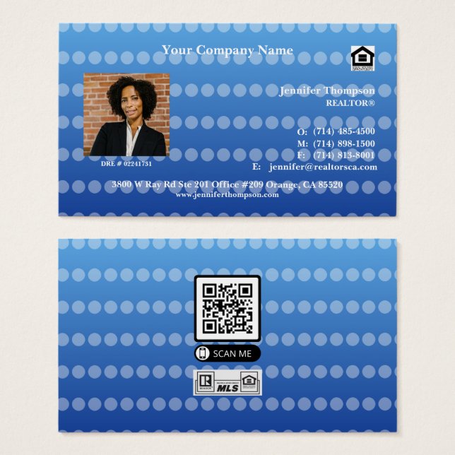 Carte de visite bleu d'inspiration océan (Devant & derrière)