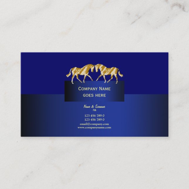 Carte De Visite Bleu d'or tacheté par vente d'affaires de cheval (Devant)
