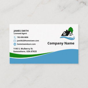 Carte De Visite Bleu double face/Vert Immobilier