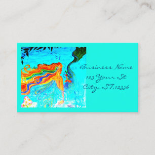 Carte De Visite bleu d'une chevelure de sirène d'arc-en-ciel