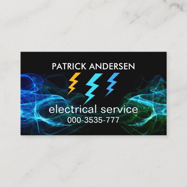 Carte De Visite Bleu éclair flash tempête électrique (Devant)