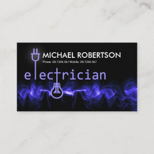 Carte De Visite Bleu Éclair Zapping Signal de l'électricien