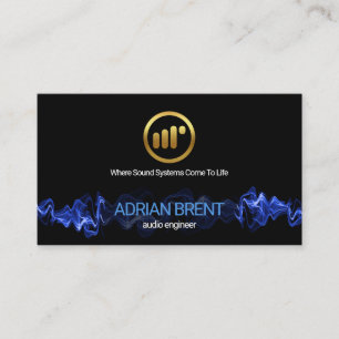 Carte De Visite Bleu Electric Audio Waves Sound Engineer