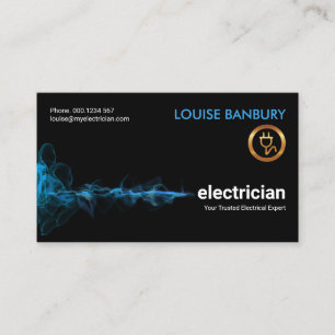 Carte De Visite Bleu Electric Lightning Wave Electricien