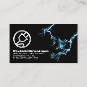 Carte De Visite Bleu Électrique Éclair Frappe d'alimentation en 