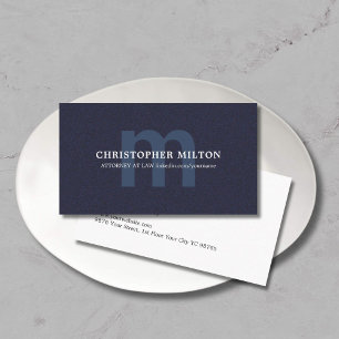 Carte De Visite Bleu élégant simple MonogramConsultant de texture