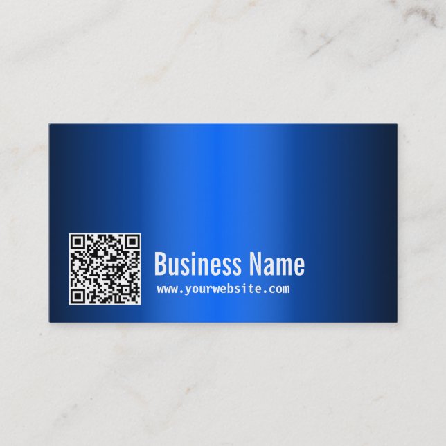 Carte de visite bleu en métal de code moderne de (Devant)