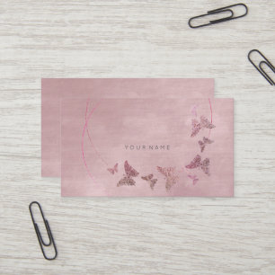 Carte De Visite Bleu en poudre délicat Ballet rose Papillon Vip