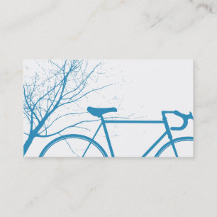 Carte de visite bleu et blanc de bicyclette