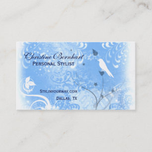 Carte de visite bleu et blanc élégant de Flouris