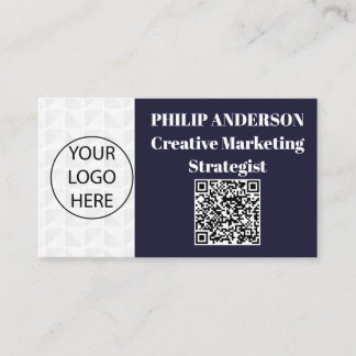 Carte de visite bleu et blanc Qr Code