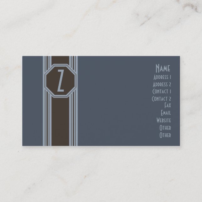 Carte de visite bleu et Brown simple (Devant)