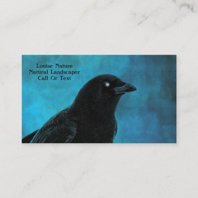 Carte De Visite Bleu Et Corbeau (Devant)
