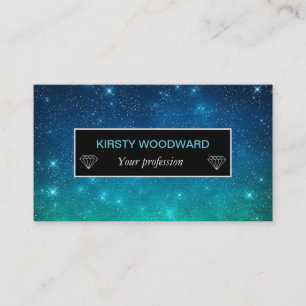 Carte De Visite Bleu et Étoiles Vertes Feu lumineux