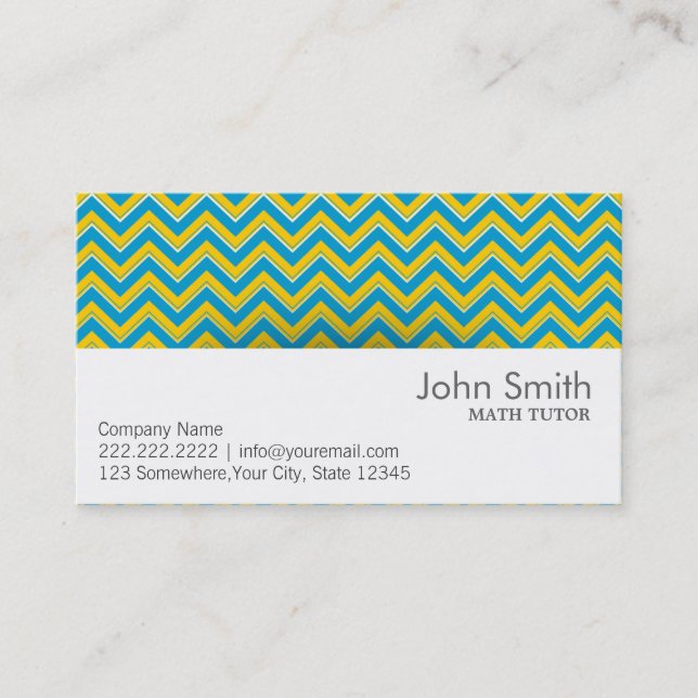 Carte de visite bleu et jaune de tuteur de maths (Devant)