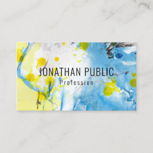 Carte De Visite Bleu Et Jaune Moderne Abstrait Élégant Modèle