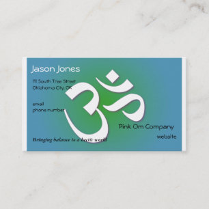 Carte de visite bleu et vert de symbole d'OM