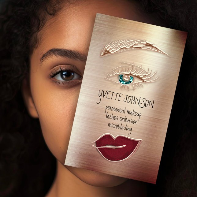 Carte De Visite Bleu Eyelash Brow Maquillage Logo QR Code Lip Rose (Blue Eyelash Brow Makeup Logo QR Code Lip Rose Red Business Card)