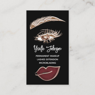 Carte De Visite Bleu Eyelash Brows logo de maquillage QRCode Gold 