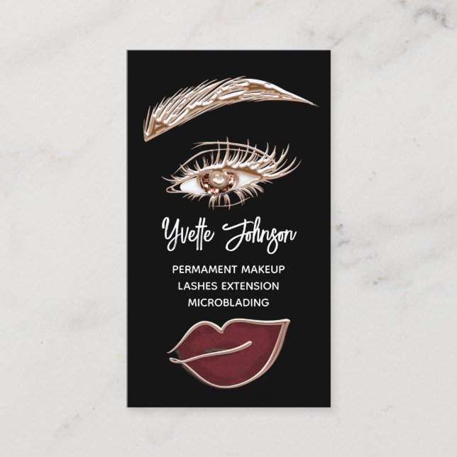 Carte De Visite Bleu Eyelash Brows logo de maquillage QRCode Gold  (Devant)