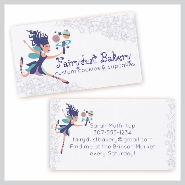 Carte De Visite Bleu fée magique whisky biscuit cupcake boulangeri (Créateur téléchargé)
