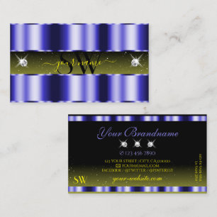 Carte De Visite Bleu flashy Jaune Noir Étincelle Bijoux Monogramme