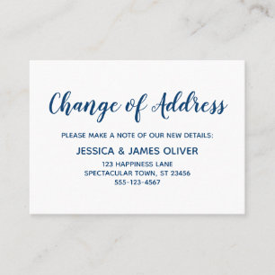 Carte De Visite Bleu-foncé minimal sur le changement d'adresse