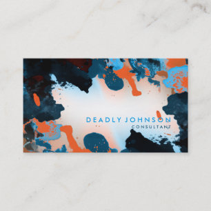 Carte De Visite Bleu frais élégant abstrait d'aquarelle