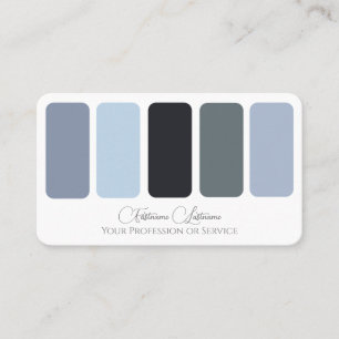 Carte De Visite Bleu gris palette de couleurs calligraphie QR-Code