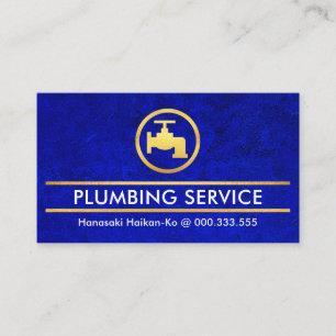 Carte De Visite Bleu Grunge Gold Faucet Plumber