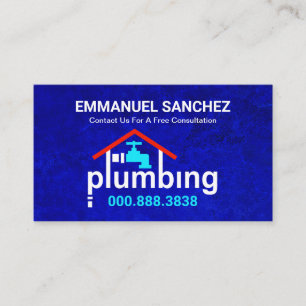 Carte De Visite Bleu Grunge Plumbing Home Faucet