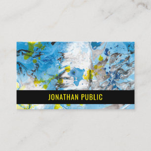 Carte De Visite Bleu Jaune moderne Art Abstrait Élégant Modèle