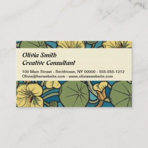 Carte De Visite Bleu jaune Nasturtium Fleur Nouveau Motif