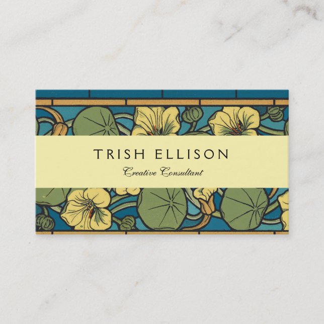 Carte De Visite Bleu jaune Nasturtium Fleur Nouveau Motif (Devant)