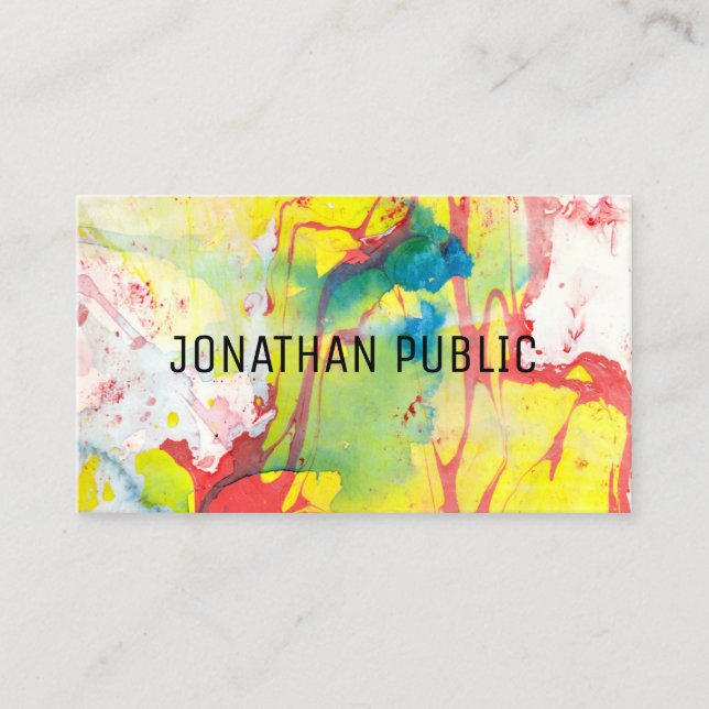Carte De Visite Bleu Jaune Rose Rouge Art Moderne Abstrait Élégant (Devant)