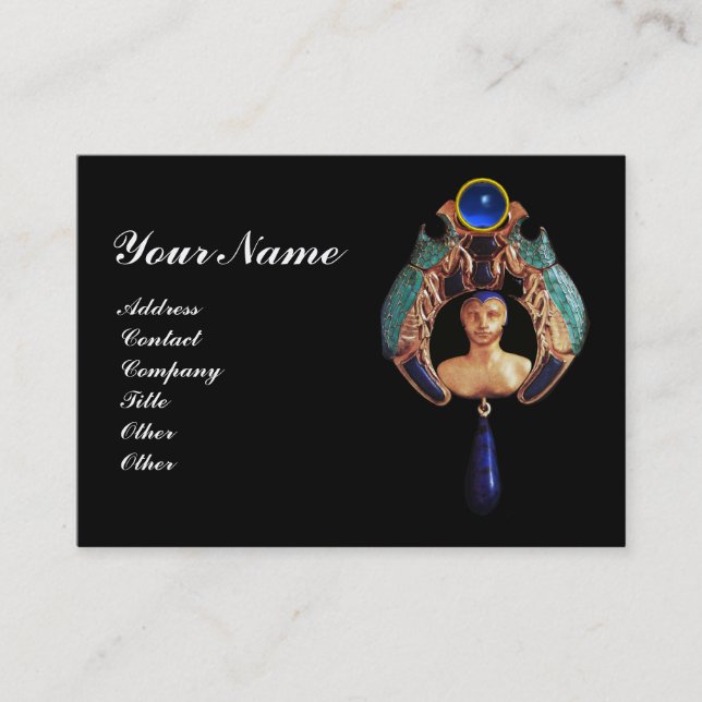 Carte De Visite Bleu Lady Bug, Lapis et Sapphire Gem Pierre Monogr (Devant)