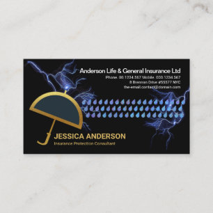Carte De Visite Bleu Lightning Rain Gold Protection contre les par