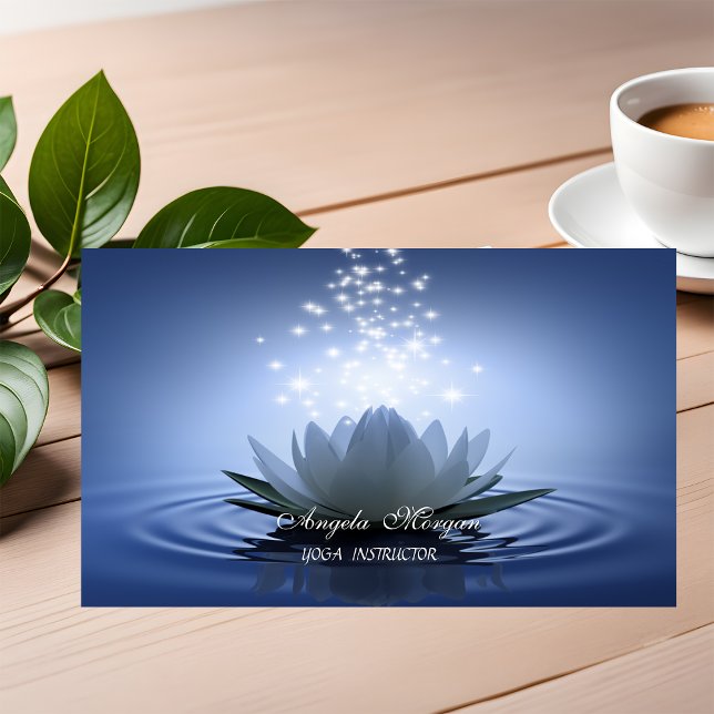 Carte De Visite Bleu lotus blanc chic (Créateur téléchargé)