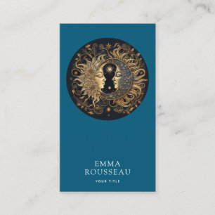 Carte de visite bleu Lune Noire Or Céleste