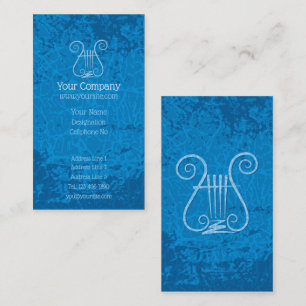 Carte De Visite Bleu Lyre Arrière - plan vertical