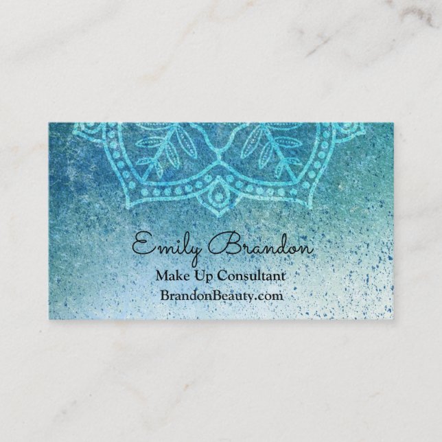 Carte de visite bleu Mandala (Devant)